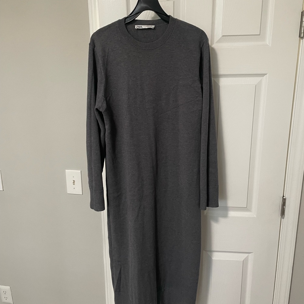 Zara Charcoal Long Sleeve Dress